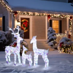 LuxenHome 3-Piece Multi-Color Snowflake Deer Family Outdoor Holiday Decoration With 340 Lights White, Multi -Northlight Shop GUEST fd62fc72 2839 40e6 925e ab0cae435248