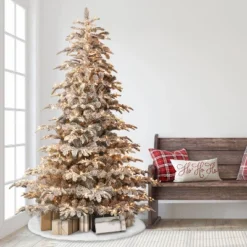 6.5ft Puleo Pre-Lit Flocked Aspen Fir Artificial Christmas Tree Clear Lights -Northlight Shop GUEST fda6f315 db96 4037 8a66 d4b777350034