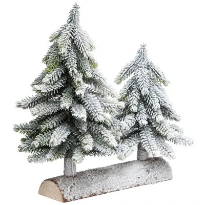 Northlight Frosted Pine Tree Duo Christmas Decoration - 12" - Unlit 4 Northlight Frosted Pine Tree Duo Christmas Decoration - 12" - Unlit - Image 2